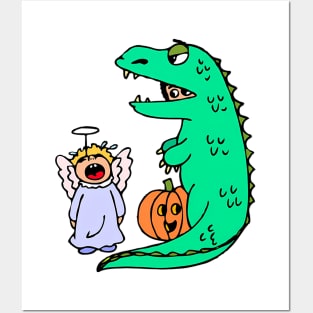 Halloween costume dinosaur Posters and Art